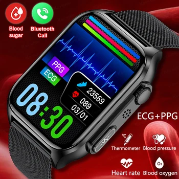 2023 Умные Часы Мужские Bluetooth Вызов Уровень сахара в крови Автоматический Инфракрасный Кислород В крови Частота сердечных Сокращений Спорт Здоровье Женские часы Для Android