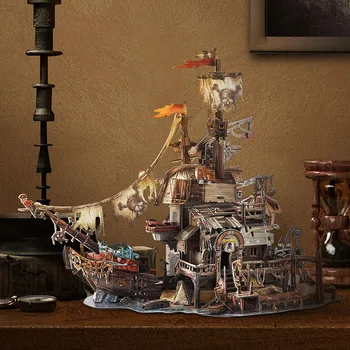3D Трехмерные здания Бумажный пазл Тортуга Пиратская бухта Модель Головоломки DIY Сборка Игрушки для детей Рождественские подарки Casa