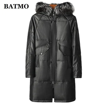 BATMO 2021, новое поступление, зимние куртки с капюшоном из натуральной кожи с воротником из лисьего меха высокого качества, 90% белый утиный пух, куртки с капюшоном