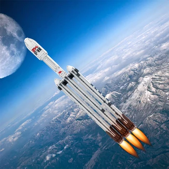 Falcon 9 Heavy Space Rocket Building Block Kit Saturn V scale Космическая ракета-носитель для космического полета, Кирпичная модель, подарок для детей