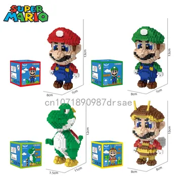 Super Mario Bro Строительные блоки, детская мультяшная модель, кукла, Мини-сборка, кирпичи, игра, аниме, образование, сделай сам, блоки, подарок для детей