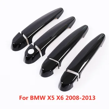 Глянцевая черная наклейка на внешнюю дверную ручку автомобиля, Накладка для Укладки Молдинга BMW X5 X6 2008 2009 2010 2011 2012 2013