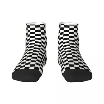 Забавные классические носки в шахматную доску Для Мужчин и женщин, теплые носки для спорта и футбола с 3D принтом