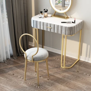 Металлический туалетный столик в скандинавском стиле, Современные простые стулья для макияжа, Высококлассный светильник, Роскошная бытовая лампочка, Стул для туалетного столика