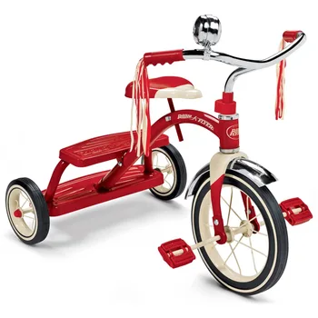 Радиофлаер, Классический красный двухэтажный трехколесный велосипед, переднее колесо 12 дюймов, Красный, Детский велосипед, Детские балансировочные велосипеды