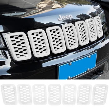 ТМ Гриль Вставки Кольца Чехлы Комплект для Jeep Grand Cherokee 2017-2021 Наружные аксессуары из ячеистой сетки Чехлы Вставки Комплект