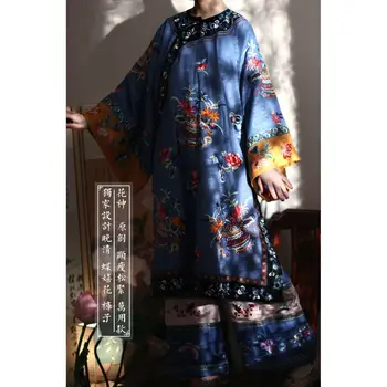 3 цвета, Шелковые вышитые низы Чонсам Поздней династии Цин, Женские Элегантные китайские традиционные брюки эпохи Тан, эластичные брюки