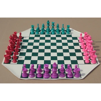 4-ПОЛОСНЫЙ Шахматный Набор Настольные Игры для Шахмат на 4 игрока Средневековый Шахматный набор С Шахматной доской 68 Шахматных фигур Король 97 мм Дорожная Семейная Шахматная игра
