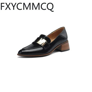 FXYCMMCQ/ Осенний Новый Кожаный пуловер на массивном каблуке без шнуровки, Профессиональные женские тонкие туфли G7052