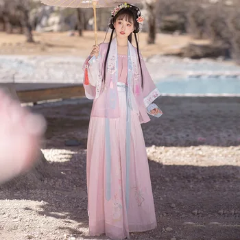 Hanfu Женское Розовое китайское традиционное платье, Танцевальный костюм Феи, Большие Размеры, Косплей, Женская одежда принцессы, Карнавал