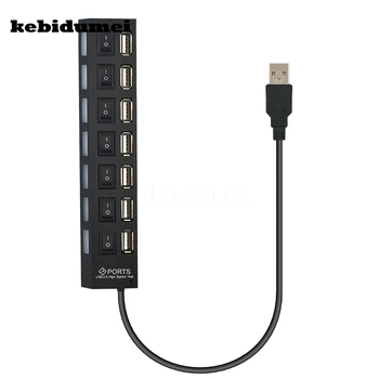 kebidumei Swithcer Hub USB-Концентратор Super Speed 7 портов со светодиодным индикатором 5 Гбит/с Для Портативных ПК Windows XP Win7/8 Linux, Mac OS