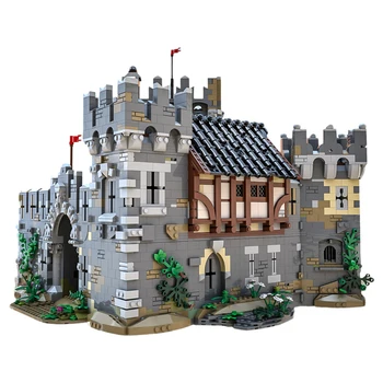 MOC 68151, ретро Средневековый замок со львом, кирпичная модель, Набор строительных блоков, Украшение для дома, Детские развивающие игрушки, Лучшие подарки