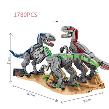 MOC Креативные динозавры юрского периода moc строительный блок Группа Велоцирапторов модель собрать кирпичи коллекция игрушек для мальчиков подарок