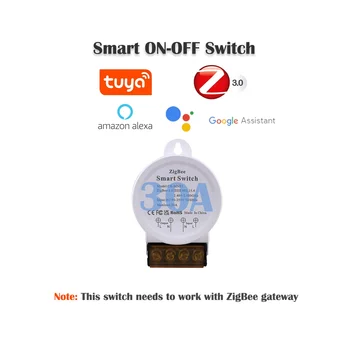 ZigBee Smart Switch Light Tuya/Приложение Smart Life Поддерживает голосовое управление напряжением 30 А переменного тока 90-250 В, белый
