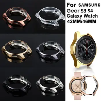 Гальванический держатель Кожа TPU Чехол для часов Защитная крышка Силиконовая оболочка для Samsung Gear S3 S4 Galaxy Watch 46 мм 42 мм