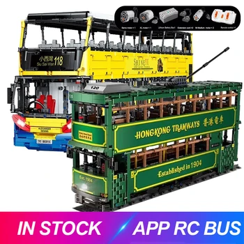 Двухэтажный автобус с дистанционным управлением, строительные блоки, автомобиль, набор Enviro500 MMC и набор гонконгских трамваев, подарок для детей