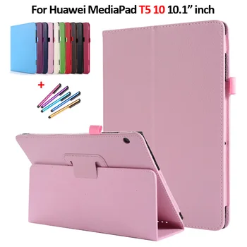 Для Huawei Mediapad T5 Case 10,1-Дюймовый Складной Чехол-Подставка из Искусственной Кожи с Откидной Крышкой для планшета Funda для Huawei Mediapad T5 10 Case Coque