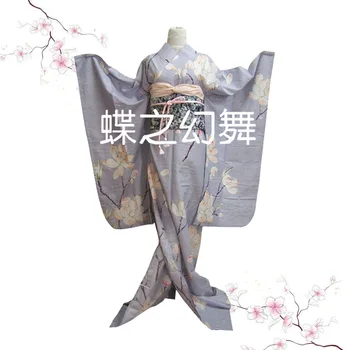 Женское Японское Традиционное Цветочное Кимоно Furisode, Длинное Японское Кимоно, Платье для Косплея, костюм