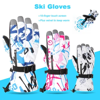 Зимние Теплые лыжные перчатки для женщин и мужчин, ветрозащитные флисовые перчатки с сенсорным экраном, перчатки для езды на мотоцикле, сверхлегкие перчатки на весь палец