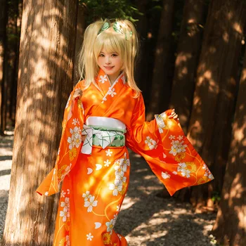 Игра Danganronpa Saionji Hiyoko Косплей Костюм Для Девочек Традиционное Кимоно Японского Аниме Этническая Милая Одежда Для Выступлений в стиле Каваи