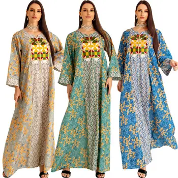 Кафтан Женское Мусульманское Длинное Платье Макси С Вышивкой Абайя Марокканская Вечеринка Джилбаб Ислам Индийская Одежда
