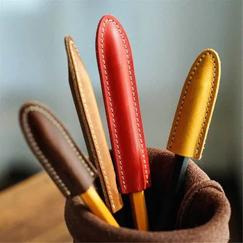 Креативный ретро чехол для ручки из искусственной кожи, Защитный колпачок для мини-карандаша, Милые канцелярские принадлежности для школьников, Принадлежности Kawaii, офисные аксессуары