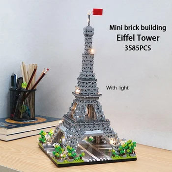 Мировой конструктор Эйфелева башня Парижа, Микро-кирпичи, Мини-строительные алмазные блоки для 3585 шт., кирпичи, детские игрушки, подарок