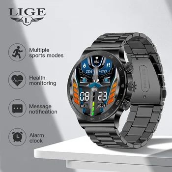 Мужские умные часы LIGE Bluetooth Call с полным сенсорным экраном, мониторинг сердечного ритма, сна, IP67, Водонепроницаемые Спортивные часы для мужчин