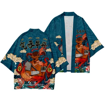 Мужское Кимоно, Японский Кардиган, Харадзюку, Юката, Традиционный Самурайский Свободный Хаори, Уличная одежда для Китайского Новогоднего фестиваля