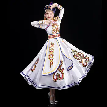 Новый Взрослый Монгольский танцевальный костюм, Платье для выступлений, Монгольский танцевальный костюм в стиле женского меньшинства, Художественный экзамен, Юбка с большими колебаниями