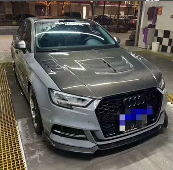 Подходит Для Audi A3 S3 2014-2019 Настоящее Высококачественное карбоновое волокно, Передняя вентиляционная крышка капота двигателя