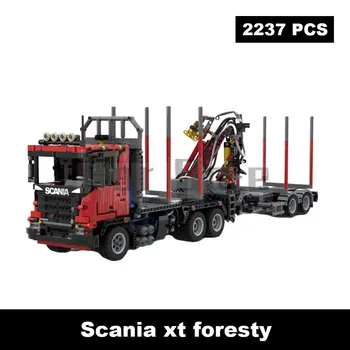 Строительные Блоки Серии Moc-65379 XT, игрушки, Пневматические Модели для сращивания автомобилей в Лесном хозяйстве, могут сочетаться с грузовыми ящиками