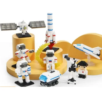 Сумка для строительных блоков Серии Space Shuttle, Ракета-космонавт, космический корабль, микрочастицы, Детские развивающие игрушки для сборки