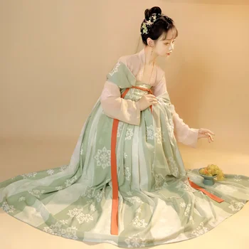 Традиционное китайское платье Hanfu на лето и весну, Женская одежда с принтом, Китайское традиционное платье