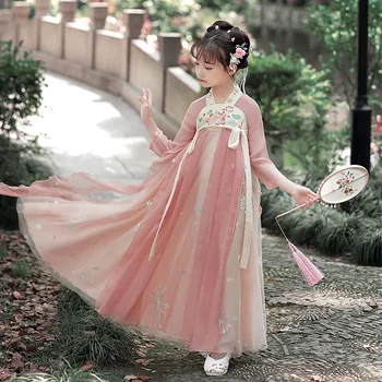 Традиционное китайское платье для маленьких девочек, классический костюм с вышивкой в восточном китайском стиле, Детские древние костюмы Феи Ханфу
