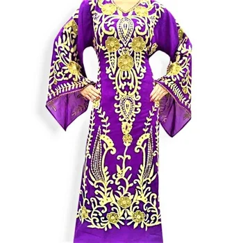 Фиолетовый кафтан Morocon Ari с вышивкой, кафтан Farasha Abaya, европейские и американские модные тренды