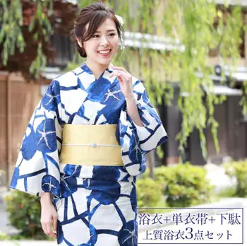 Японское Кимоно Юката Женское Традиционное Кимоно из чистой Хлопчатобумажной ткани, Японское Туристическое Фото, Кимоно-халат