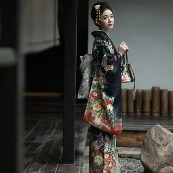Японское Традиционное Кимоно, женское платье в Восточном Стиле, Элегантная Женская Юката, Новогоднее Праздничное Кимоно, Оби, Винтажные костюмы для Косплея